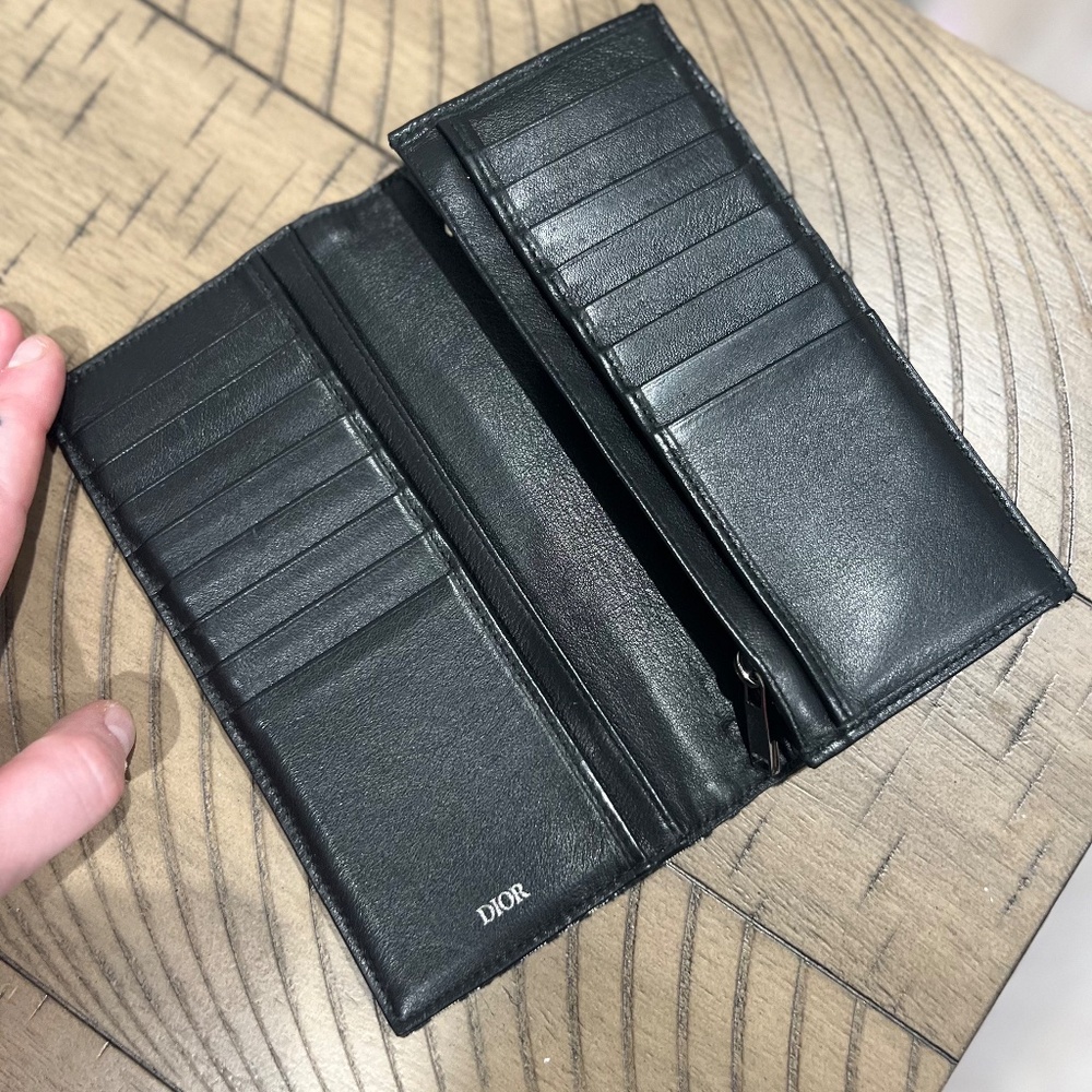 Dior Vertical Long Wallet Beige and Black Oblique Jacquard - Picture 2 of 6